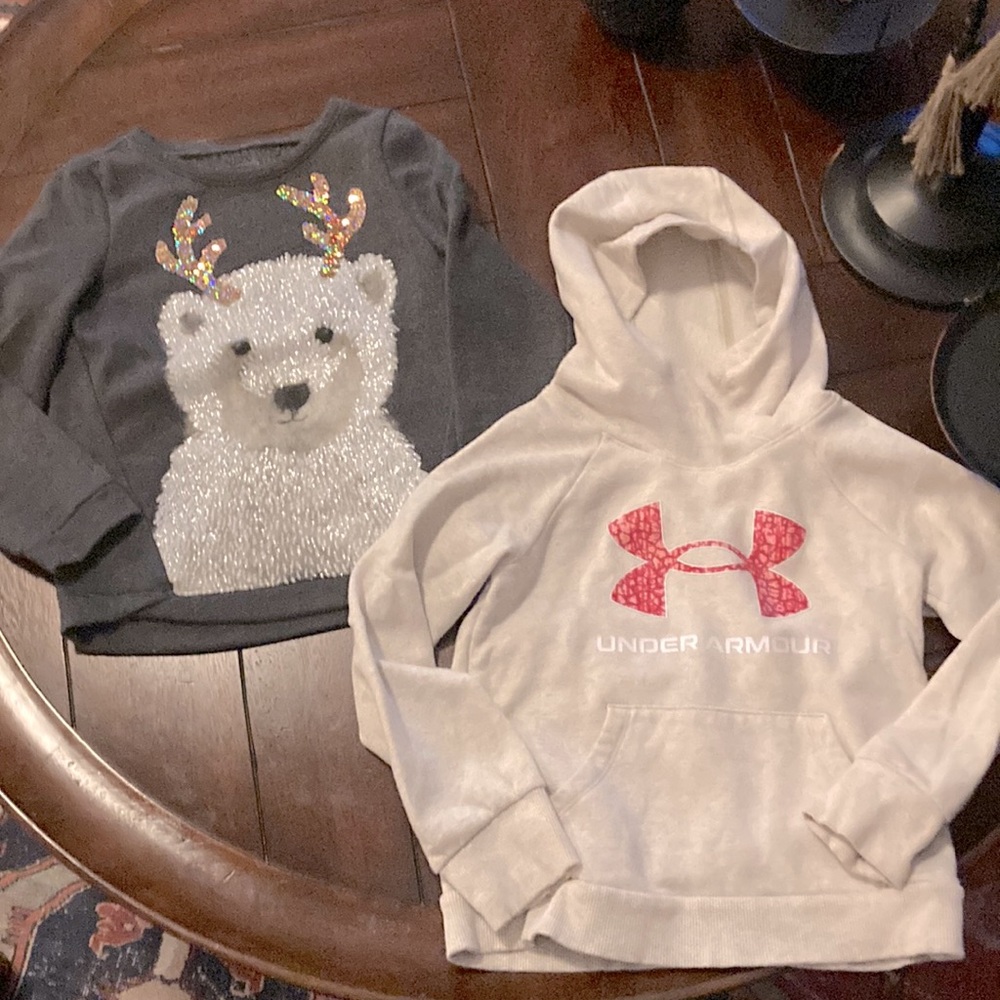Girls Lot of 2 Sweatshirts Size 6 Under Armor & Sonoma